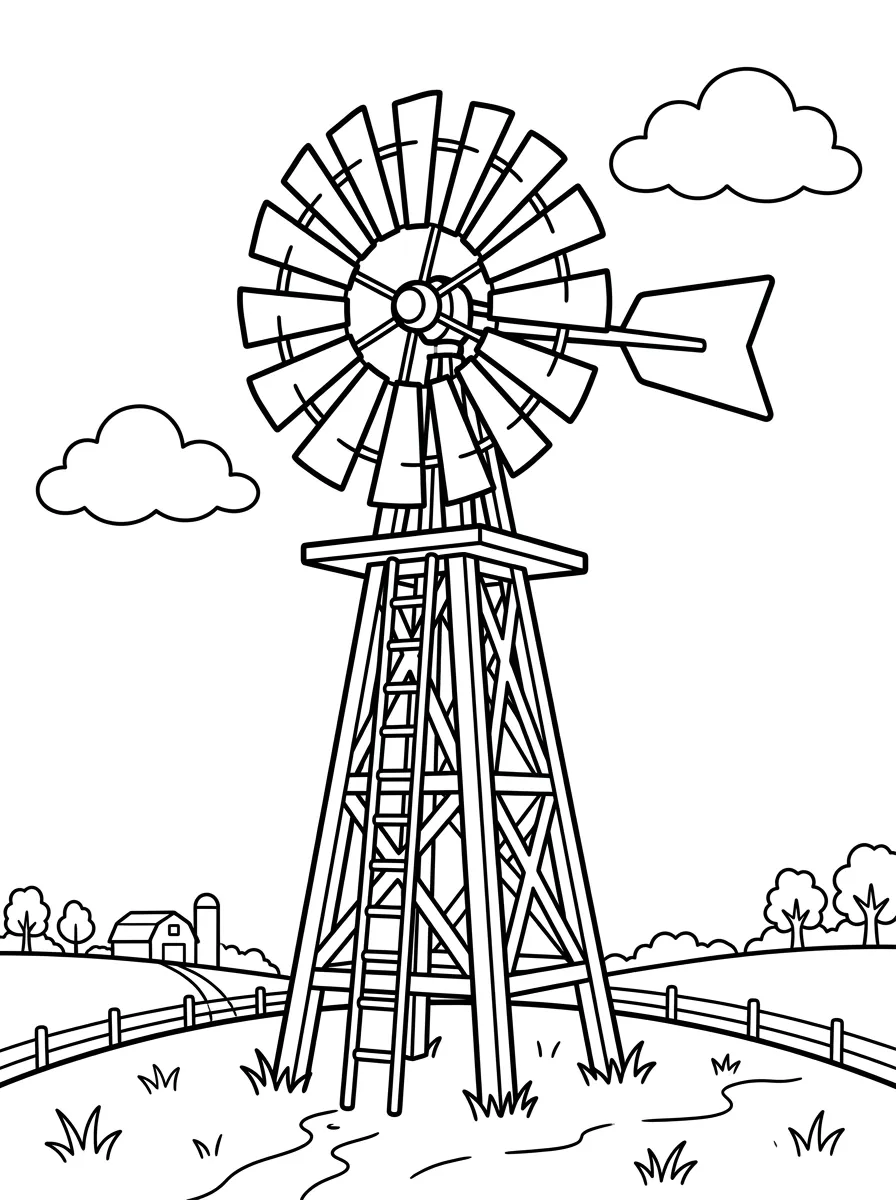 Windmühle auf dem Bauernhof