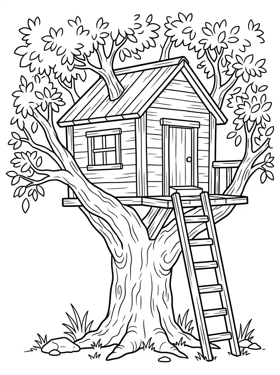 Einfaches Baumhaus im Baum