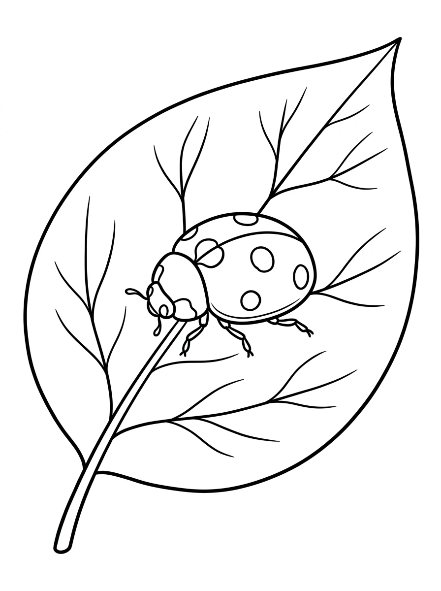 Marienkäfer auf großem Blatt