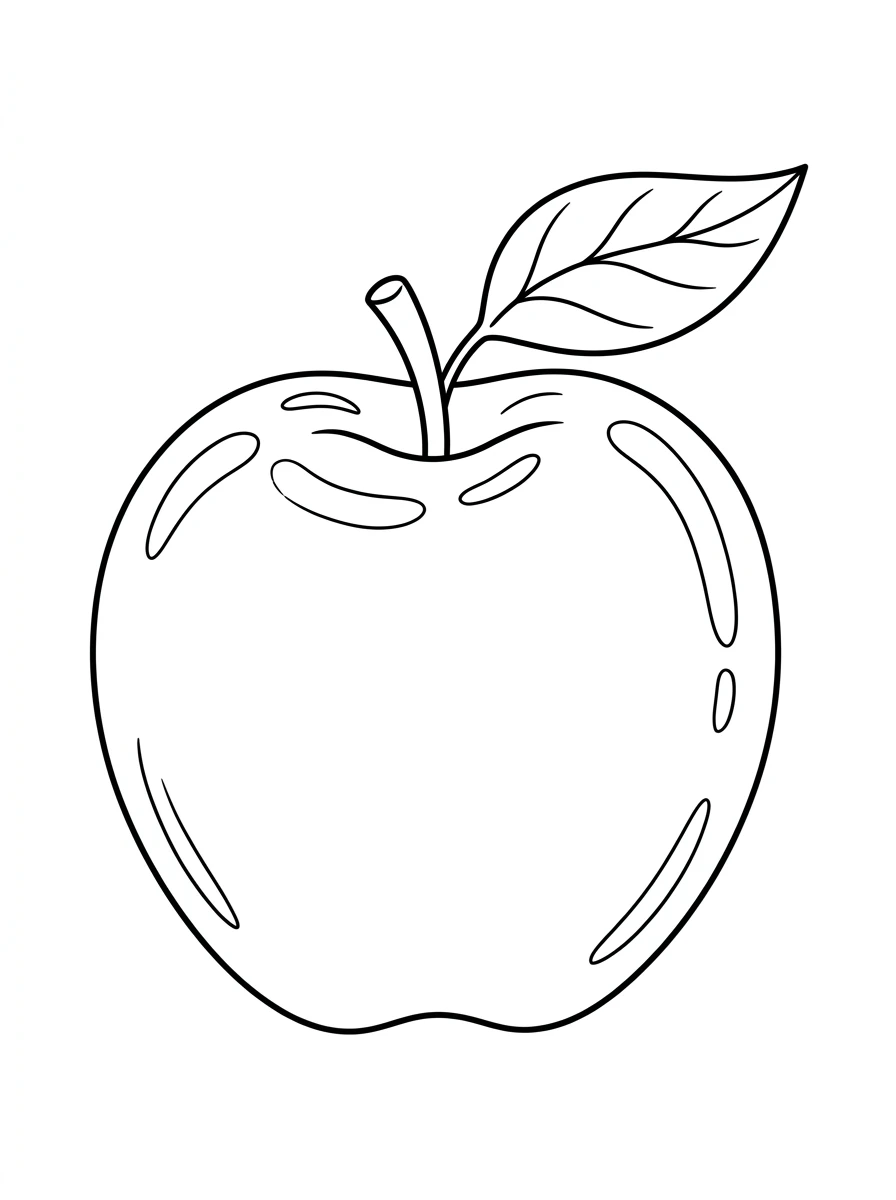 Ausmalbilder Einfach: Runder Apfel