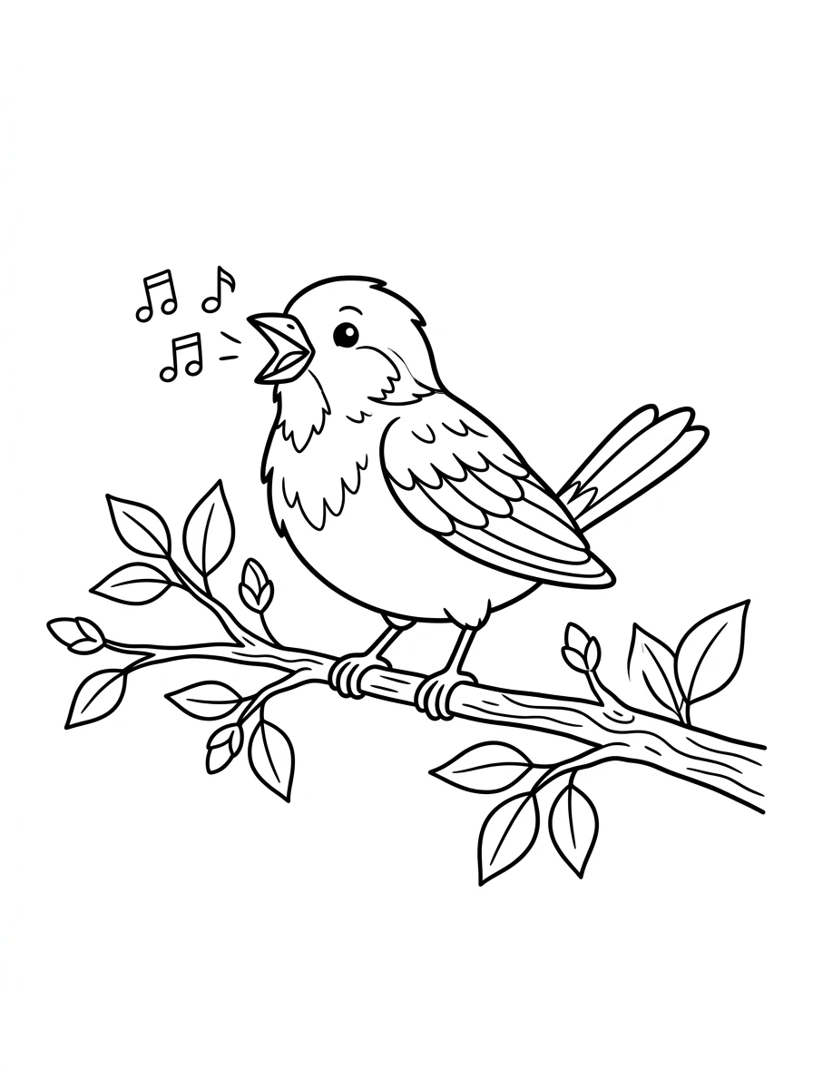 Singender Vogel auf Ast