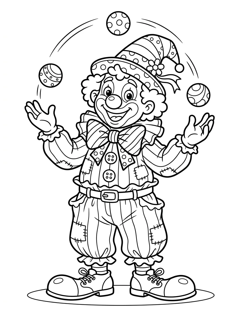 Jonglierender Clown an Fasching