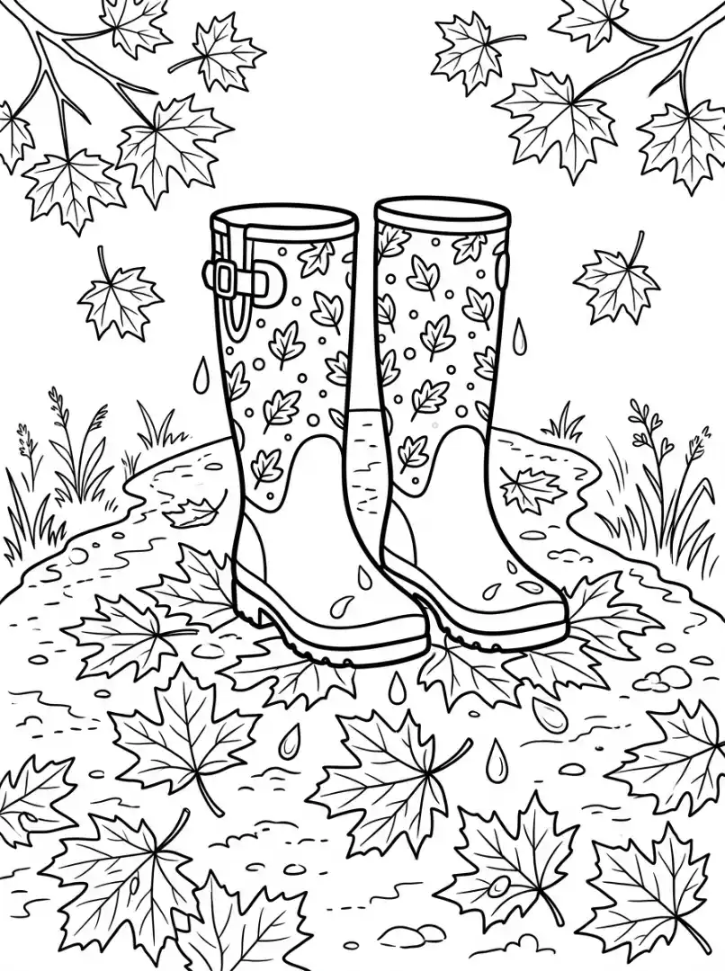 Gummistiefel im herbstlichen Laub