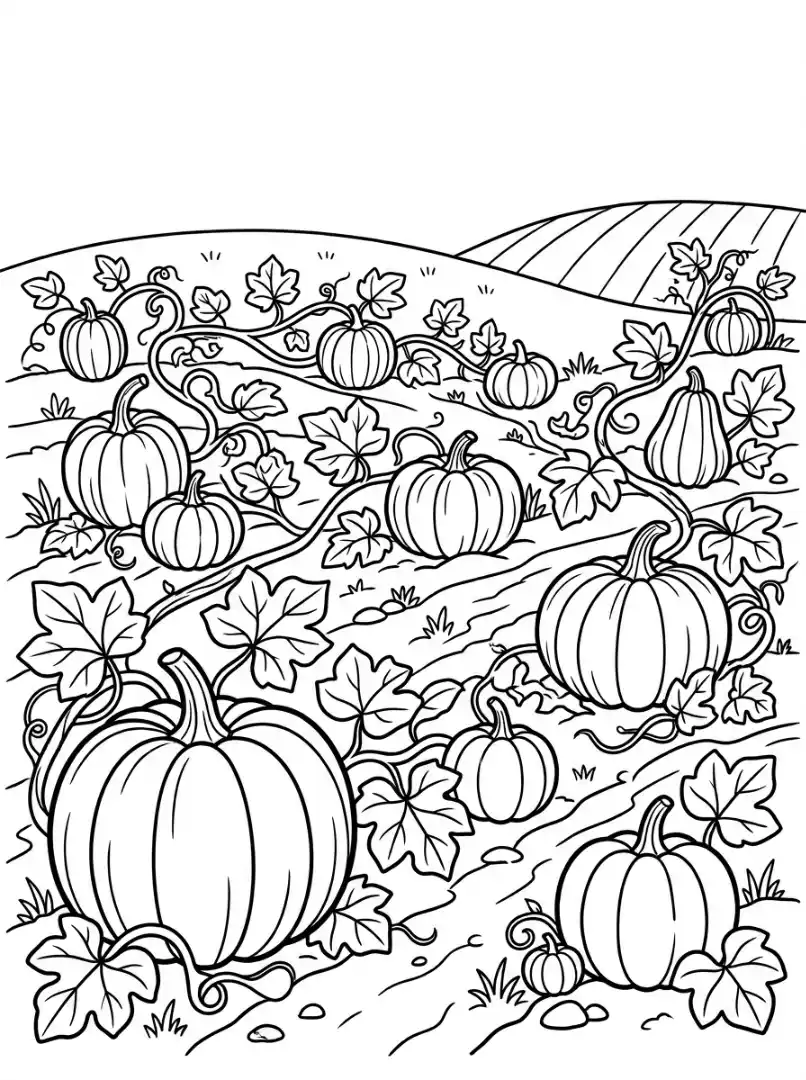 Kürbisfeld im Herbst