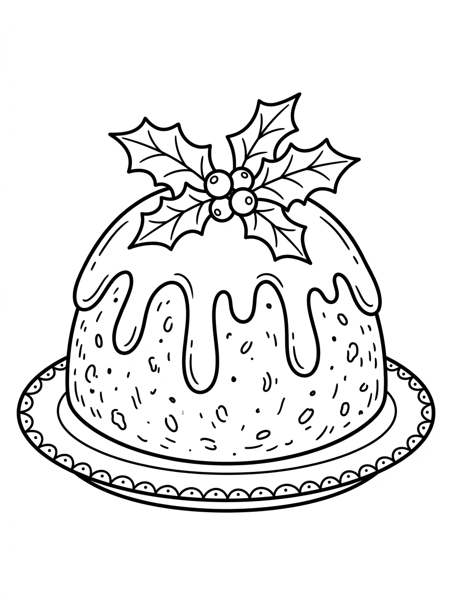 Festlicher Weihnachtspudding mit Stechpalme