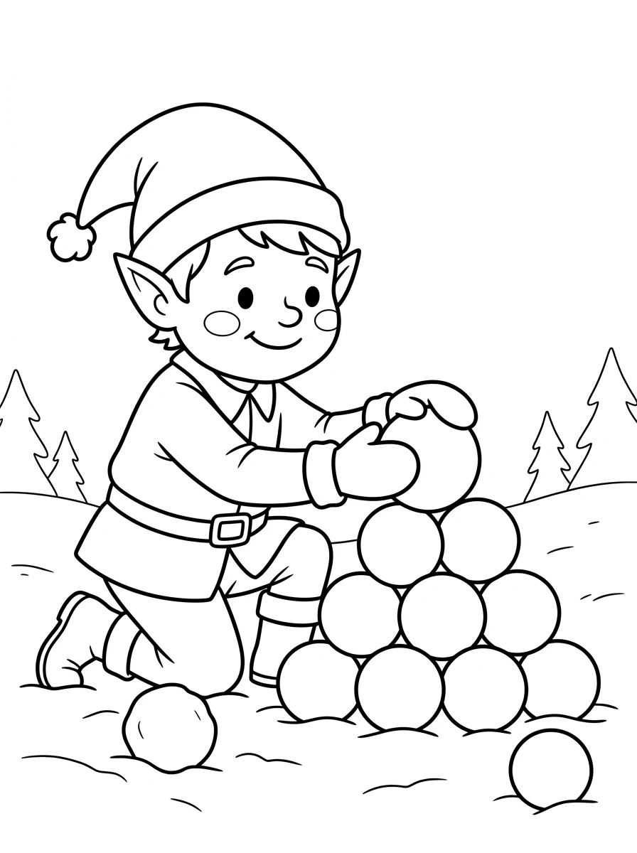 Fleißiger Weihnachtself im Schnee