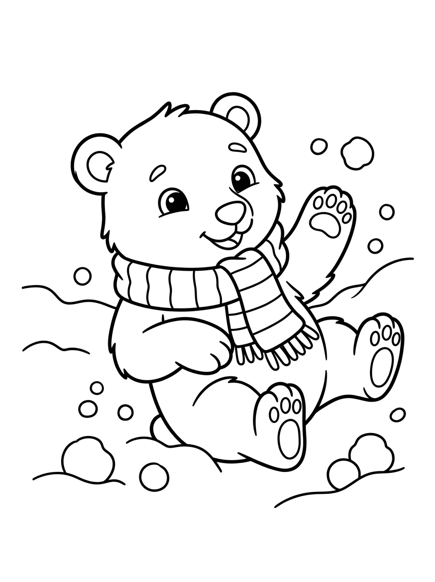 Kleiner Eisbär im Winterschnee