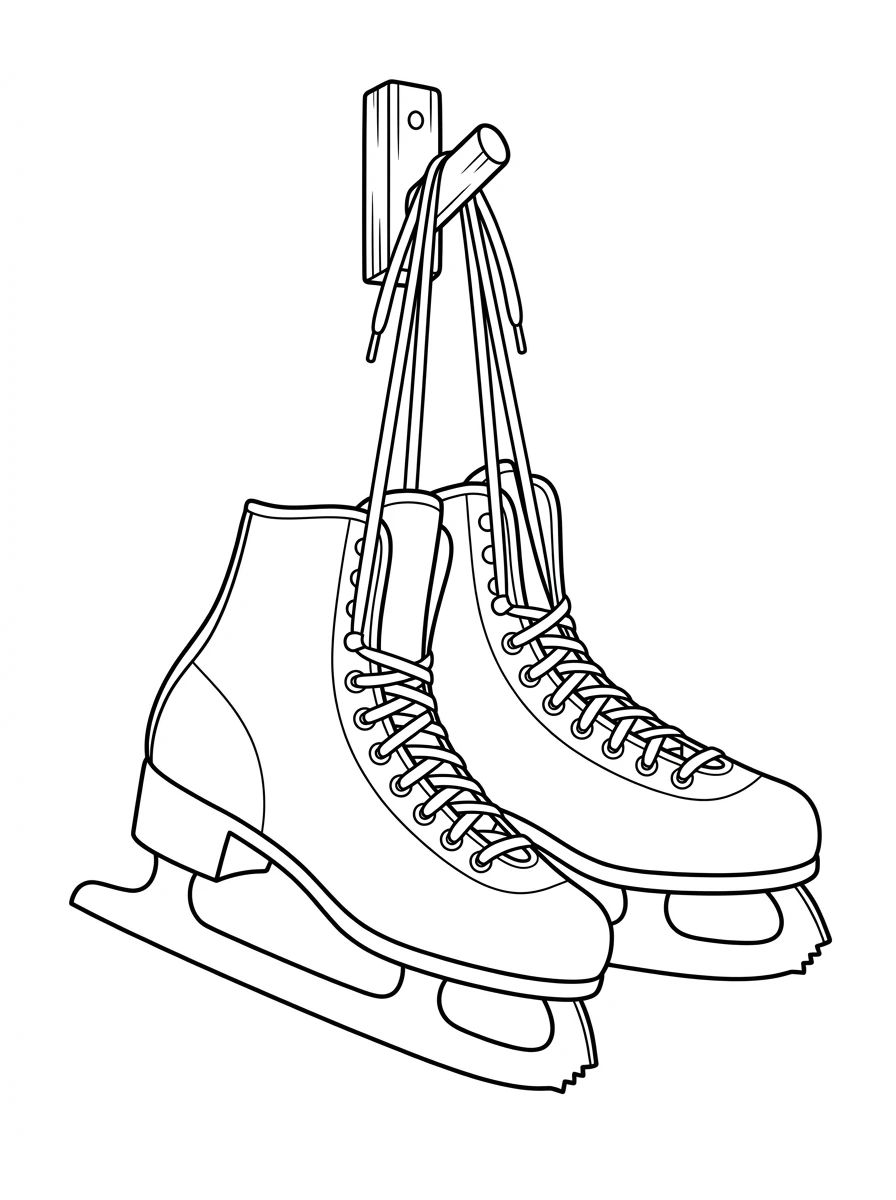 Weihnachtliche Schlittschuhe am Holzhaken