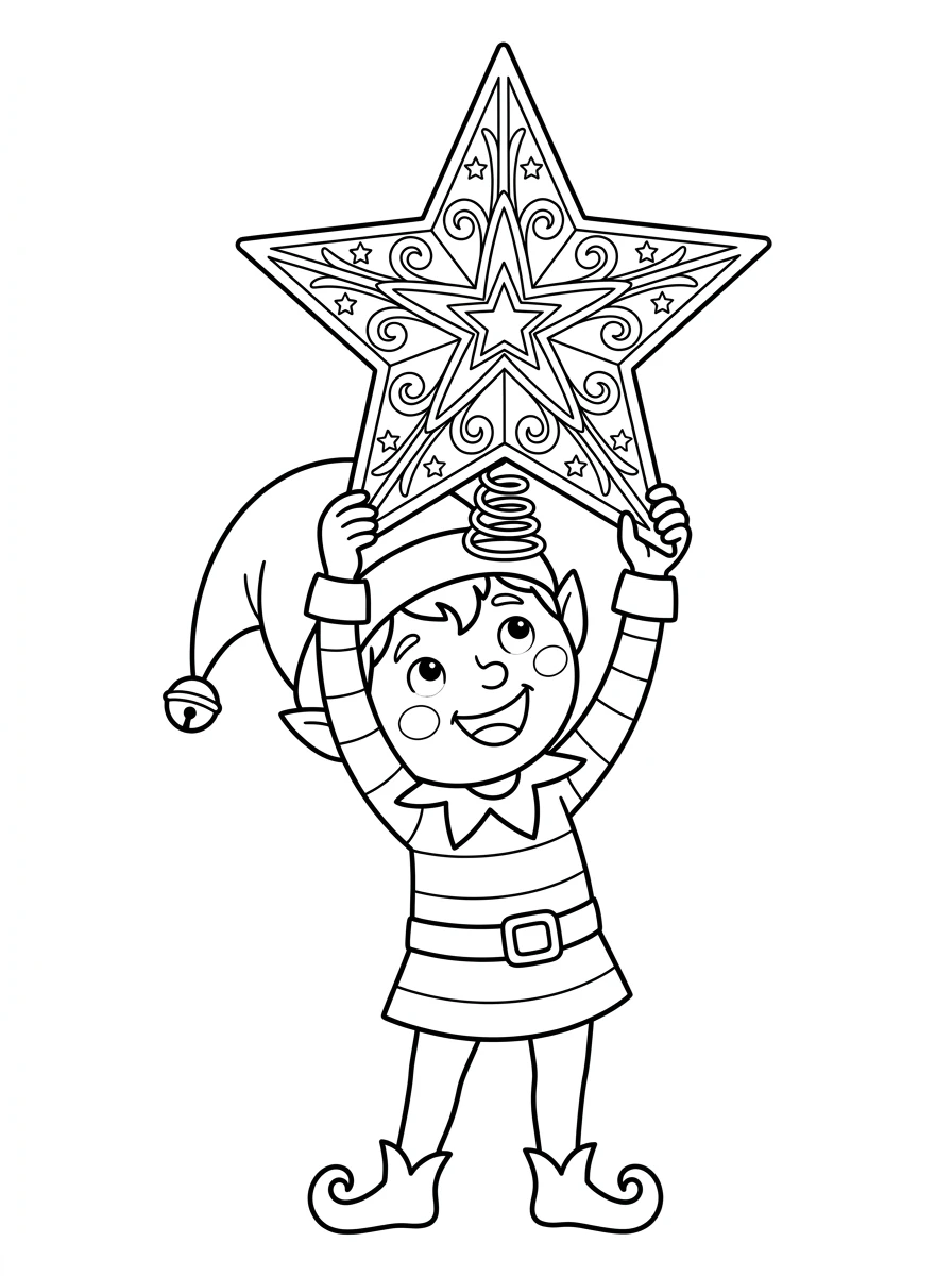 Weihnachtself mit großem Stern