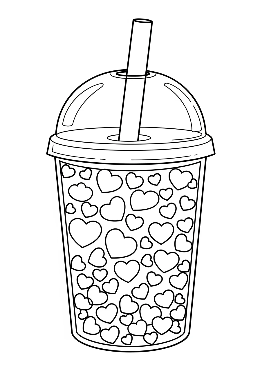 Bubble Tea Becher mit Herzen