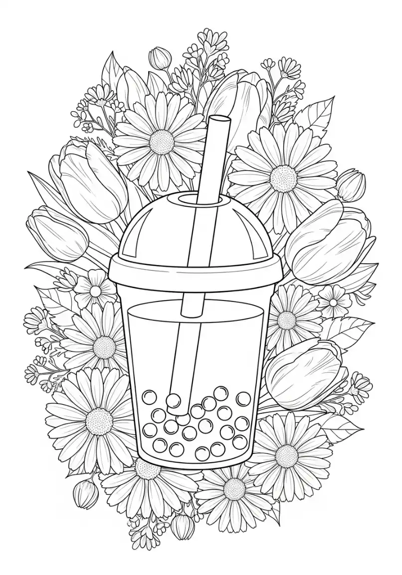 Bubble Tea im Blumenmeer