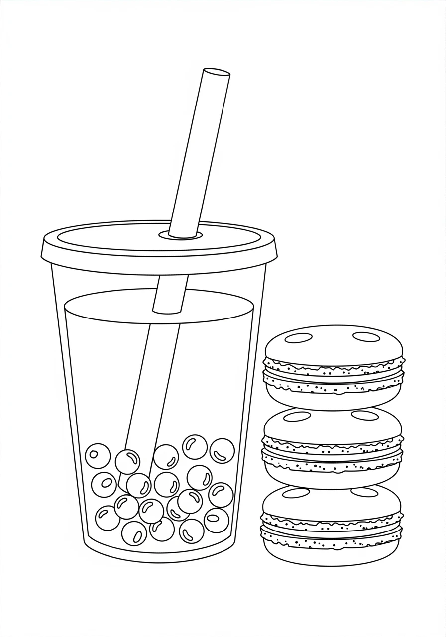 Bubble Tea mit Macarons
