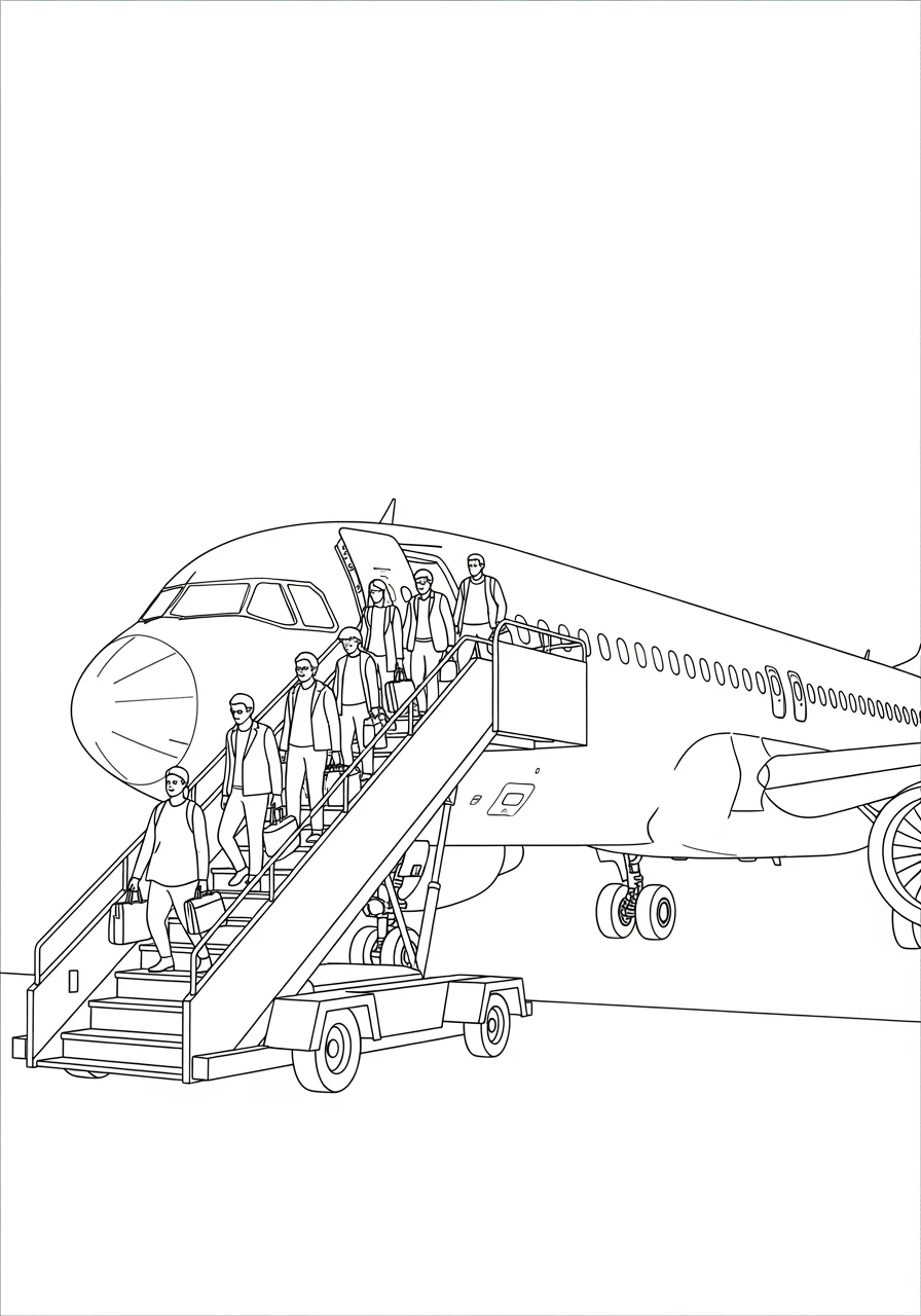 Flugzeug Ausmalbild beim Einsteigen