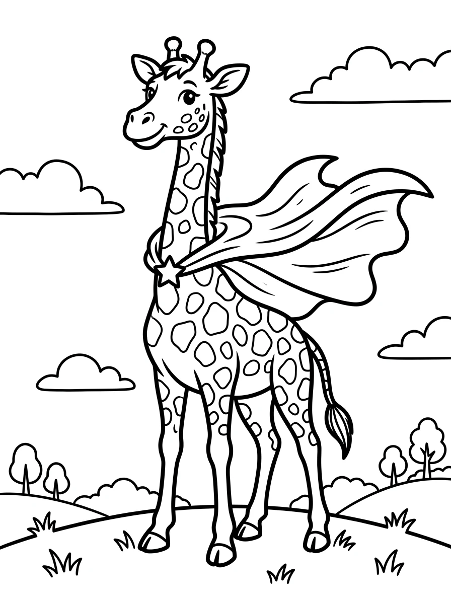 Giraffe Ausmalbild als Superheld