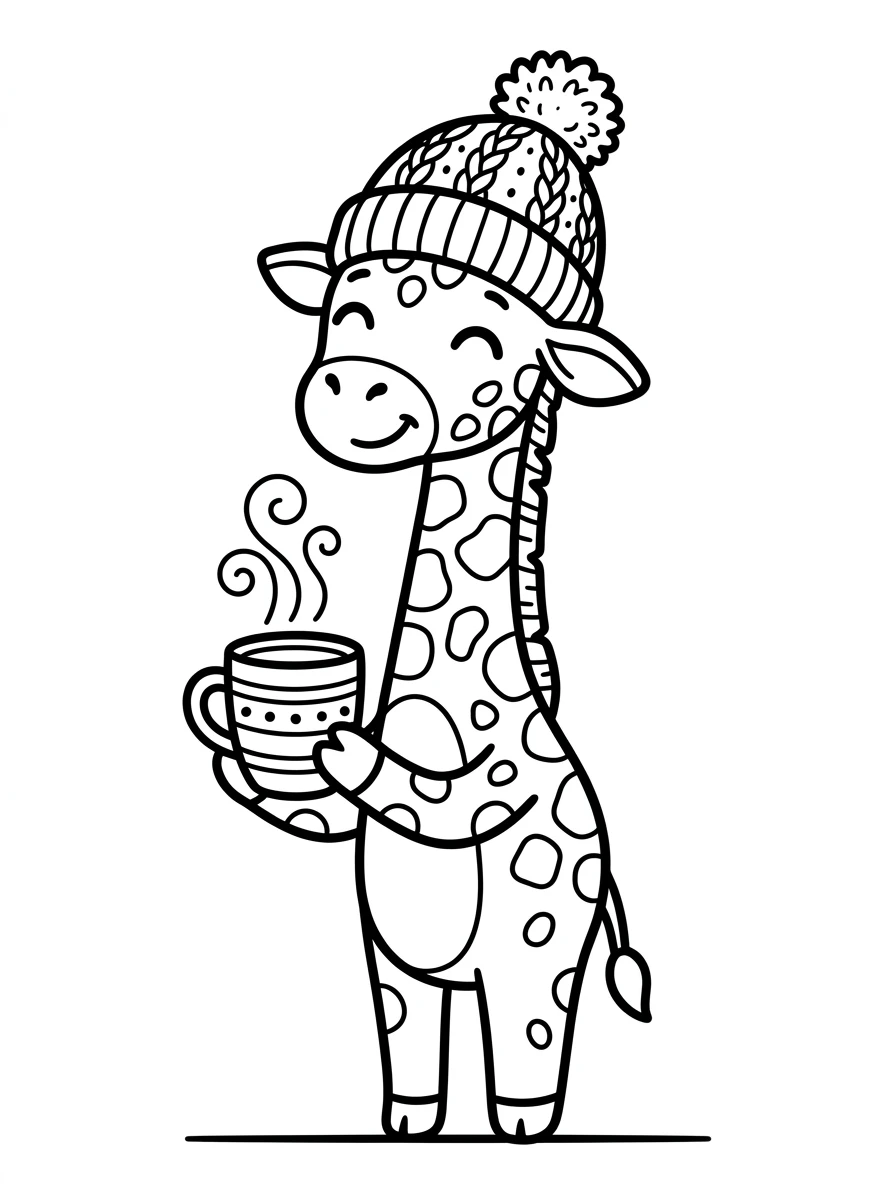 Gemütliche Giraffe mit Wintermütze