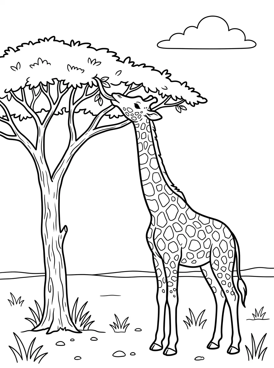 Giraffe frisst von der Akazie