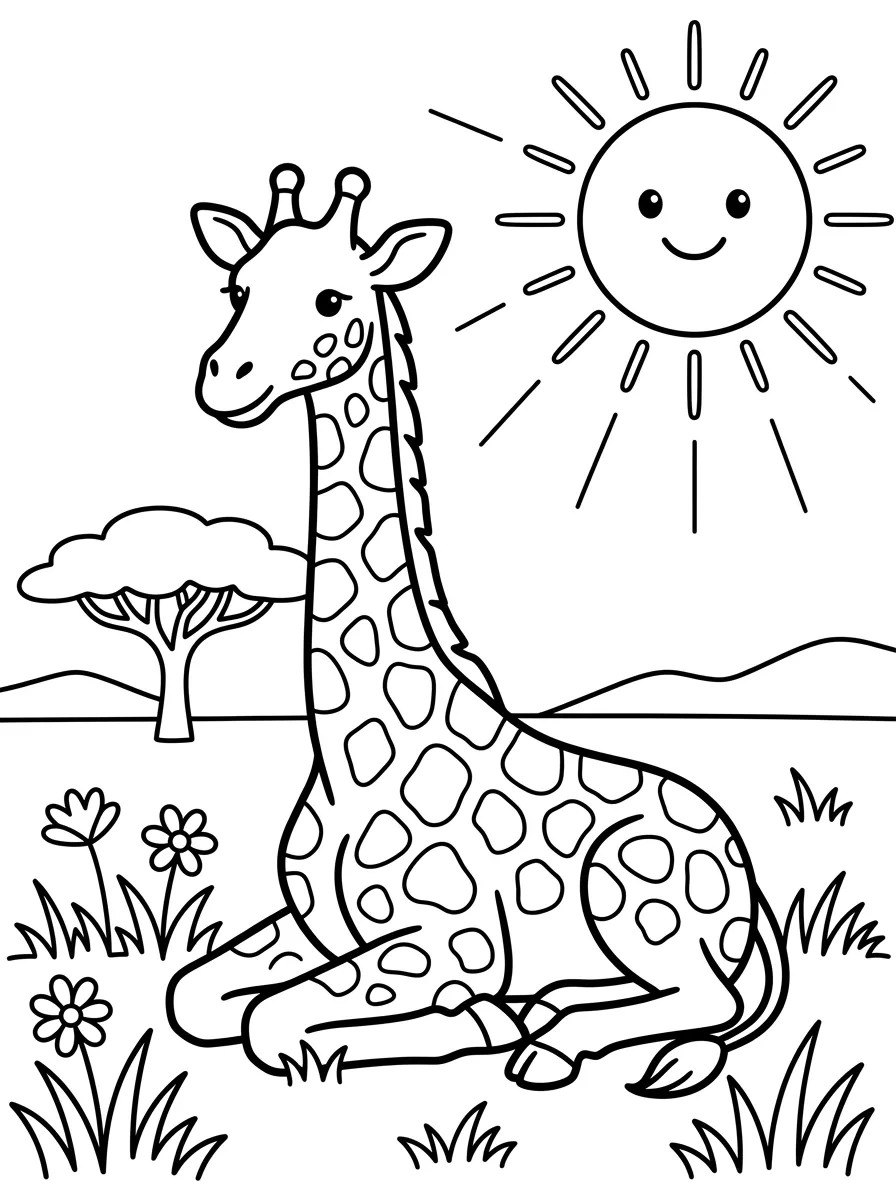 Giraffe unter der Sonne