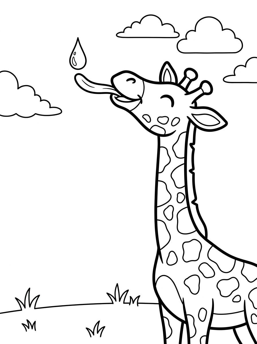 Giraffe Ausmalbild im Regen