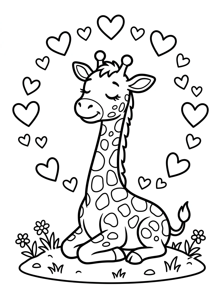 Süße Giraffe im Herzchenkranz