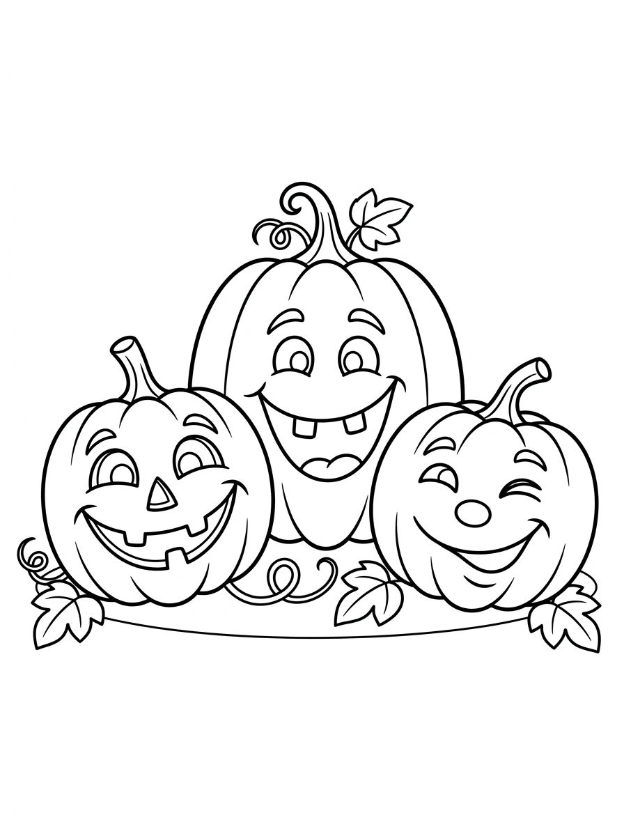 Drei lustige Halloween-Kürbisse