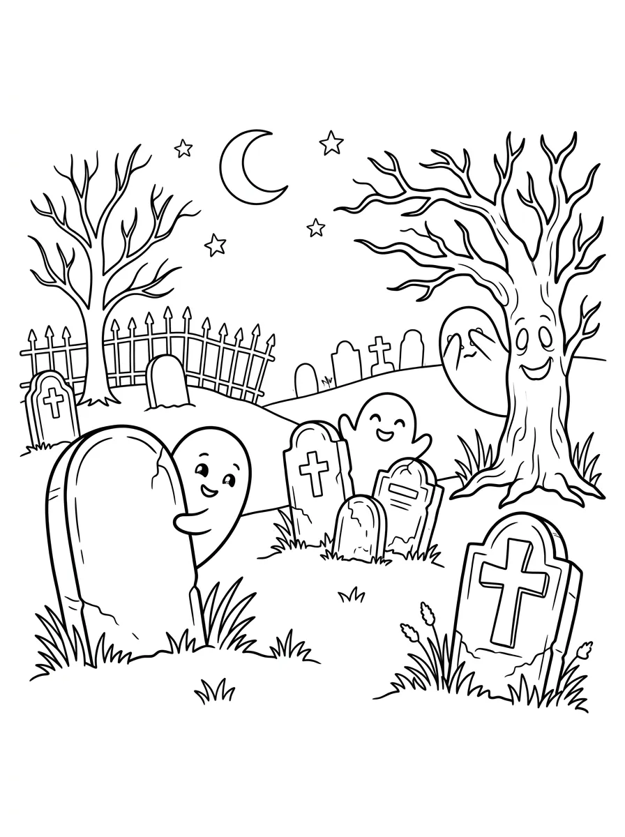 Halloween-Geister auf dem Friedhof