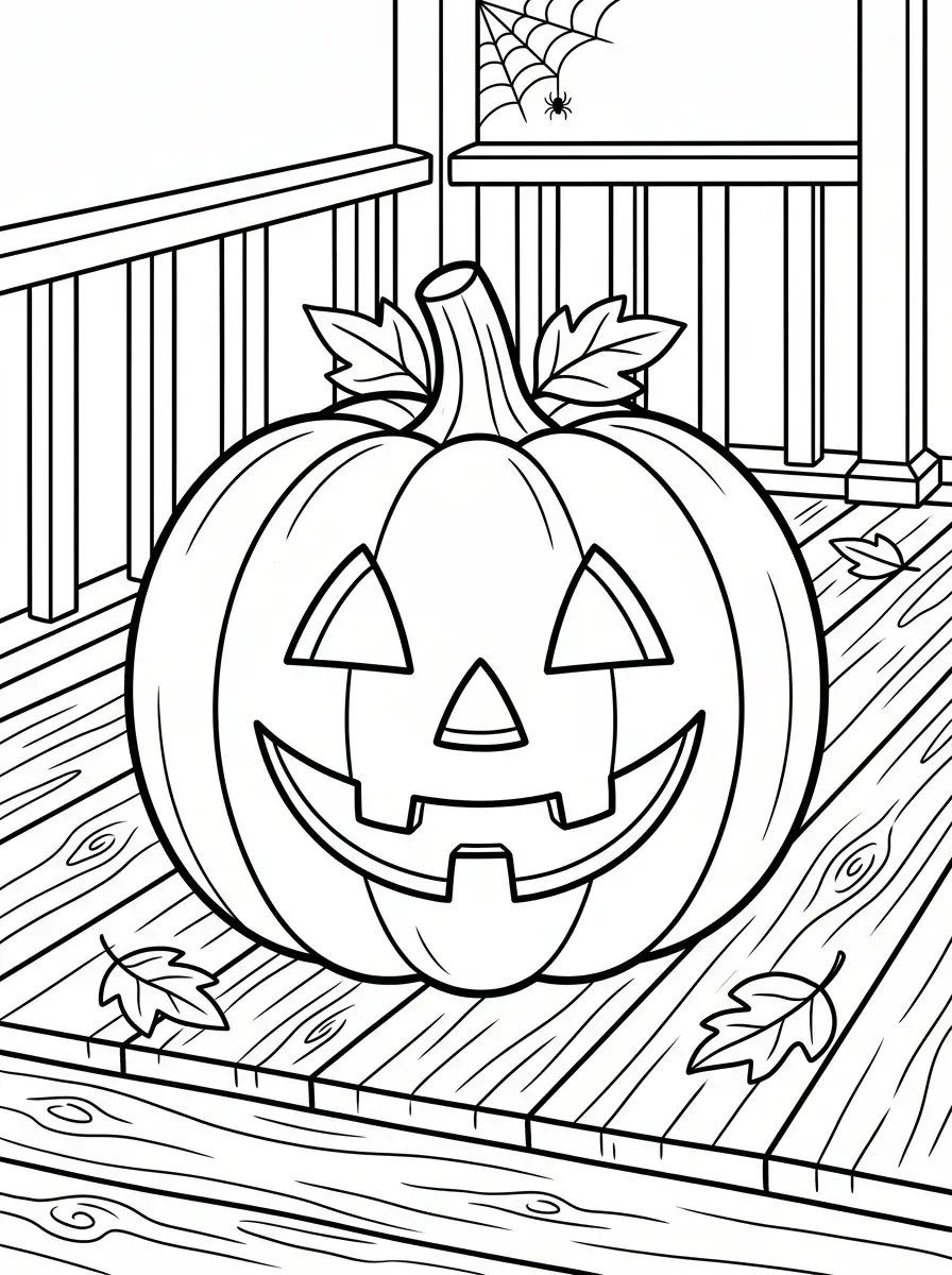 Halloween-Kürbis auf der Veranda