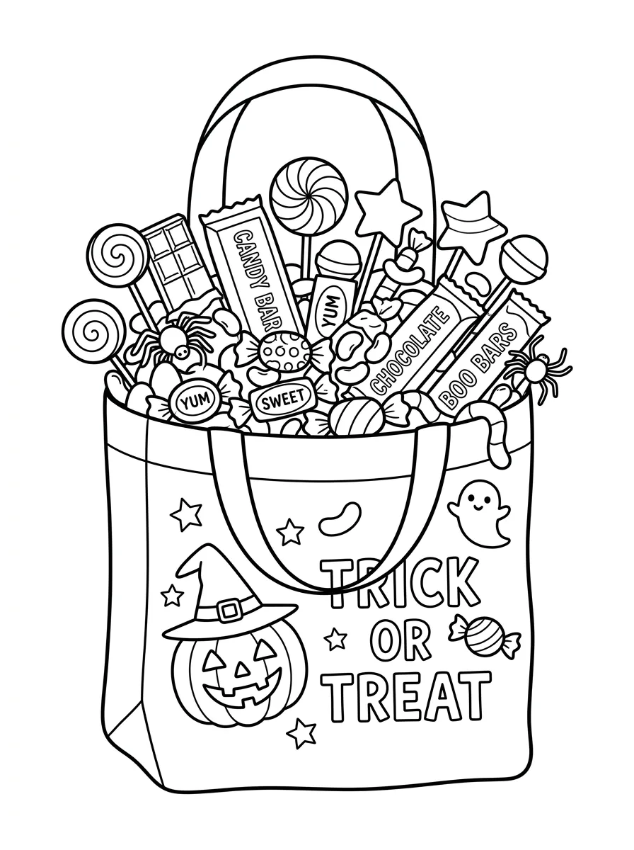 Halloween-Tasche voller Süßigkeiten