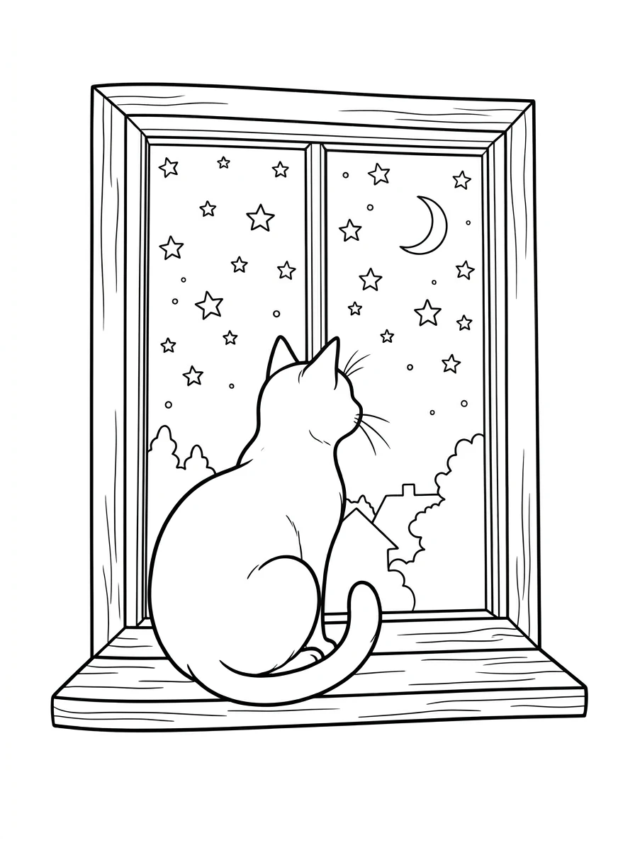 Katze am Halloween-Fenster