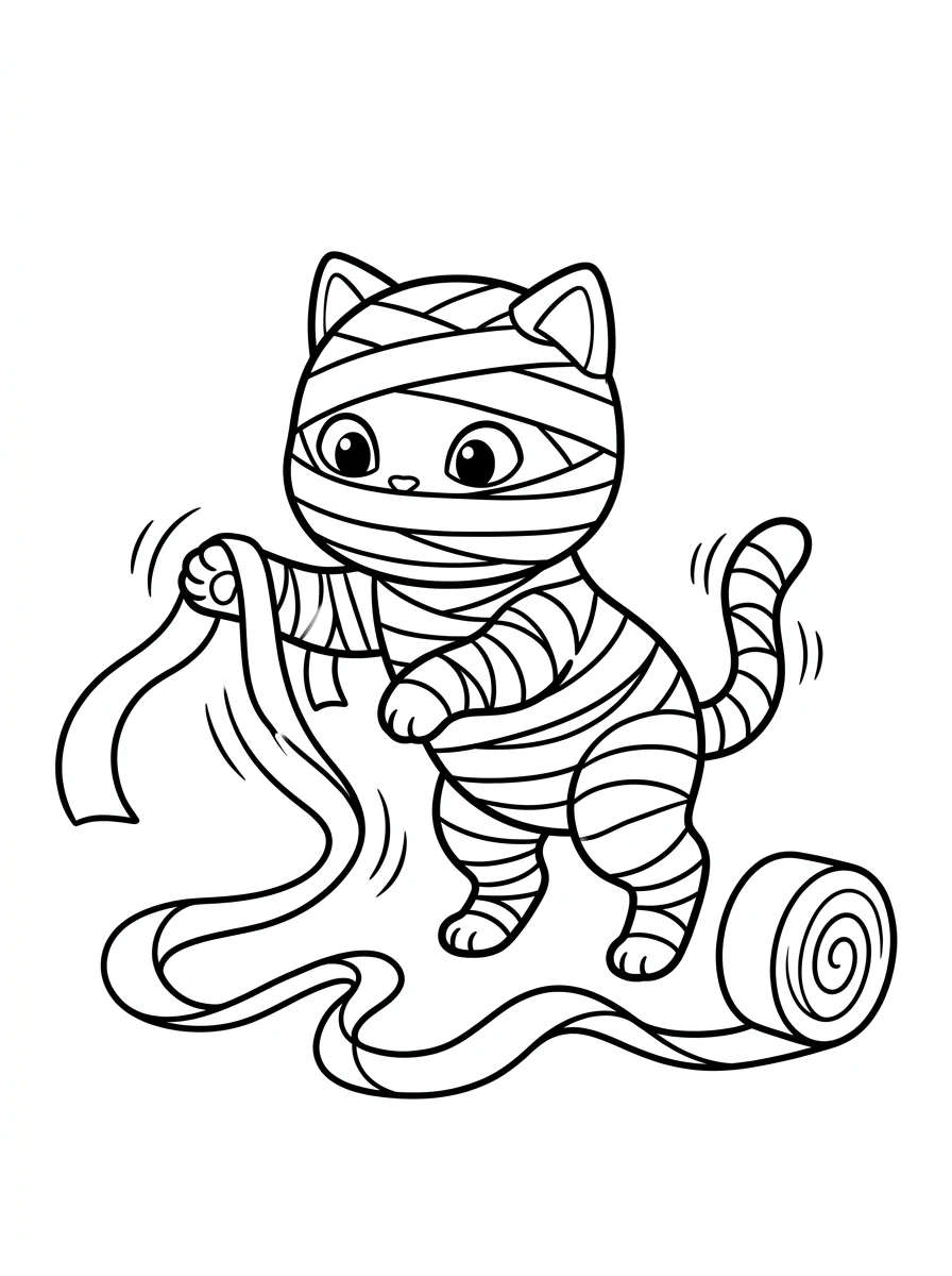 Süße Halloween-Mumienkatze