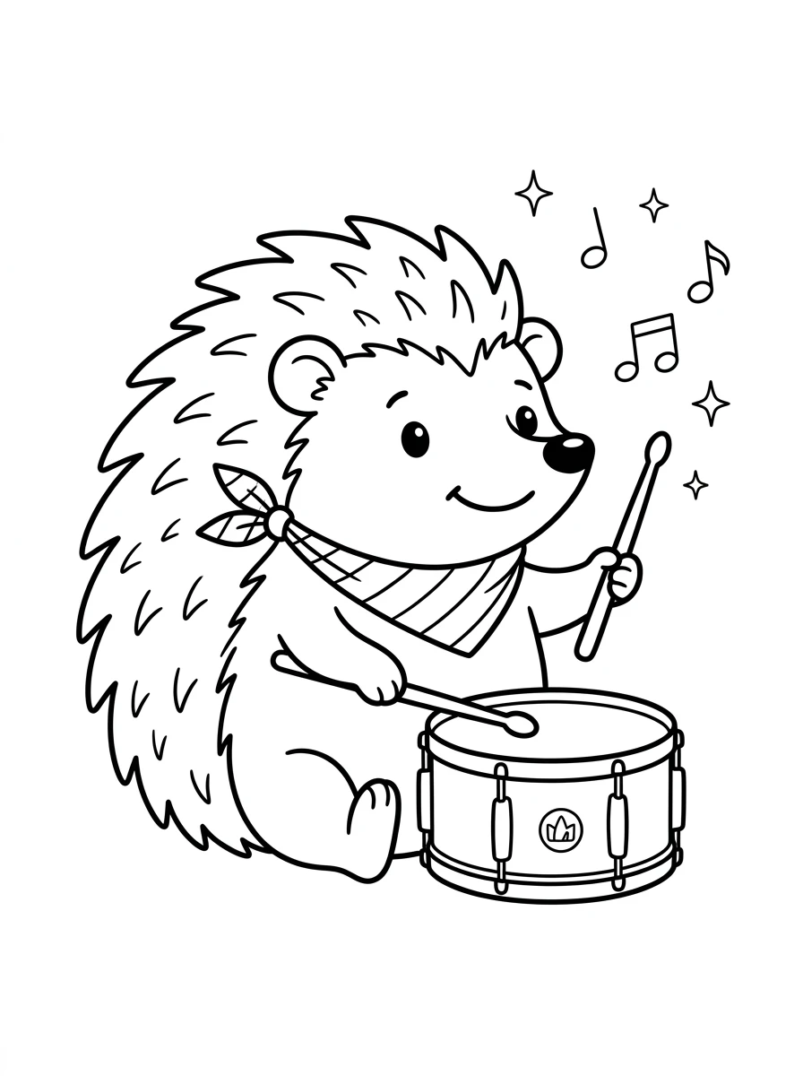 Kleiner Igel spielt Trommel