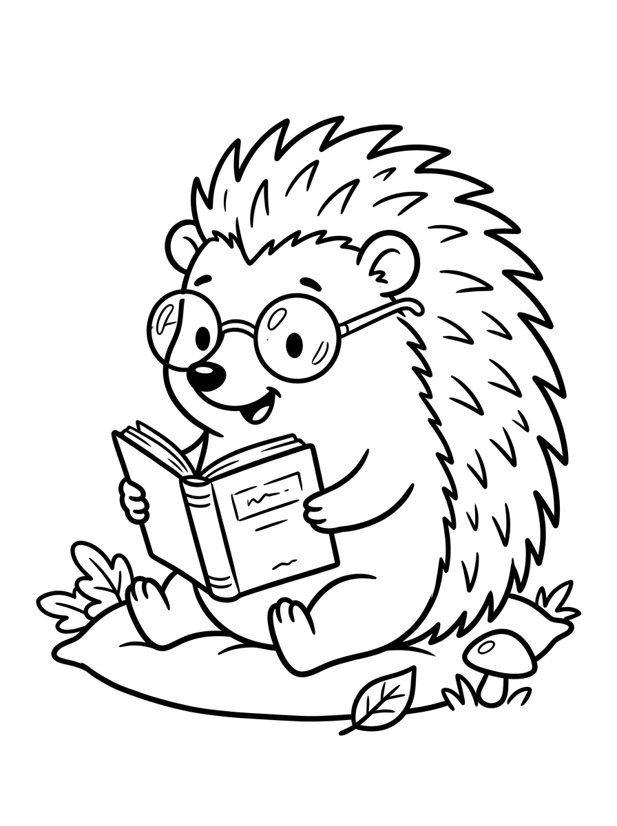 Schlauer Igel liest ein Buch