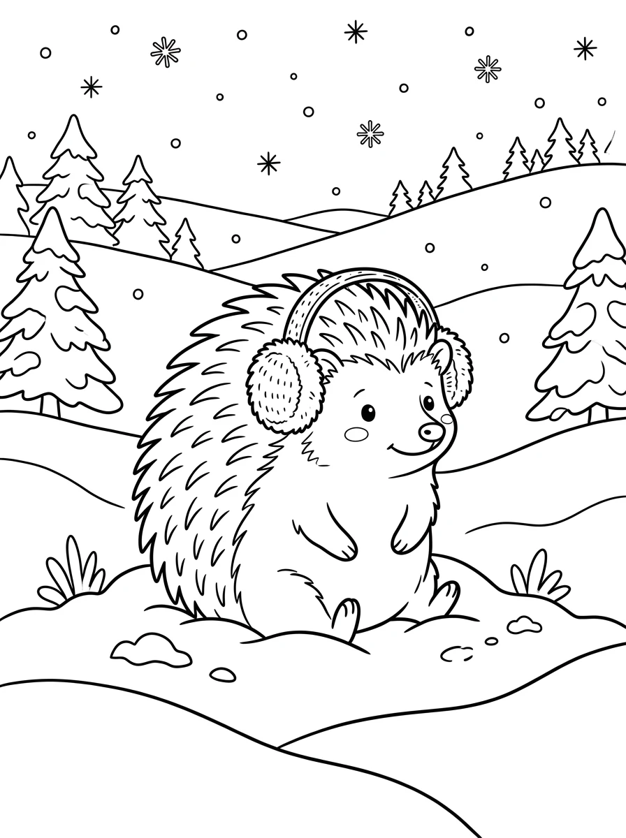 Süßer Igel im Winterwald