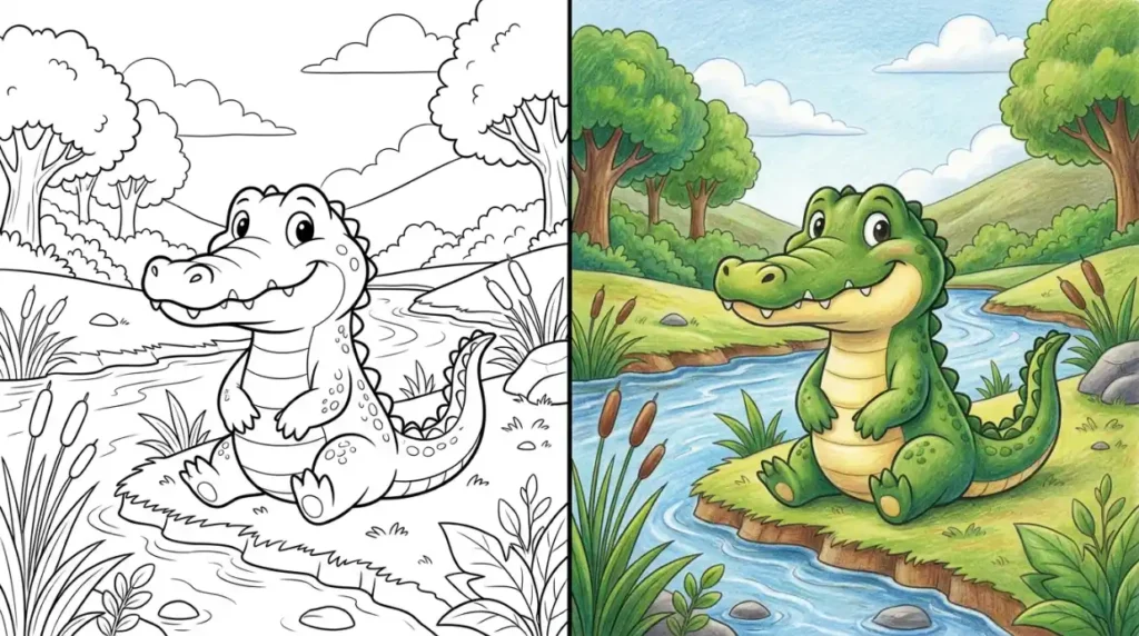 Ausmalbilder Krokodile Ausmalbild