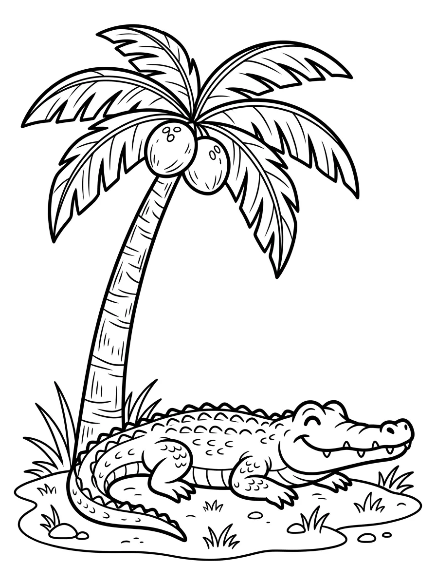 Krokodil unter der Palme