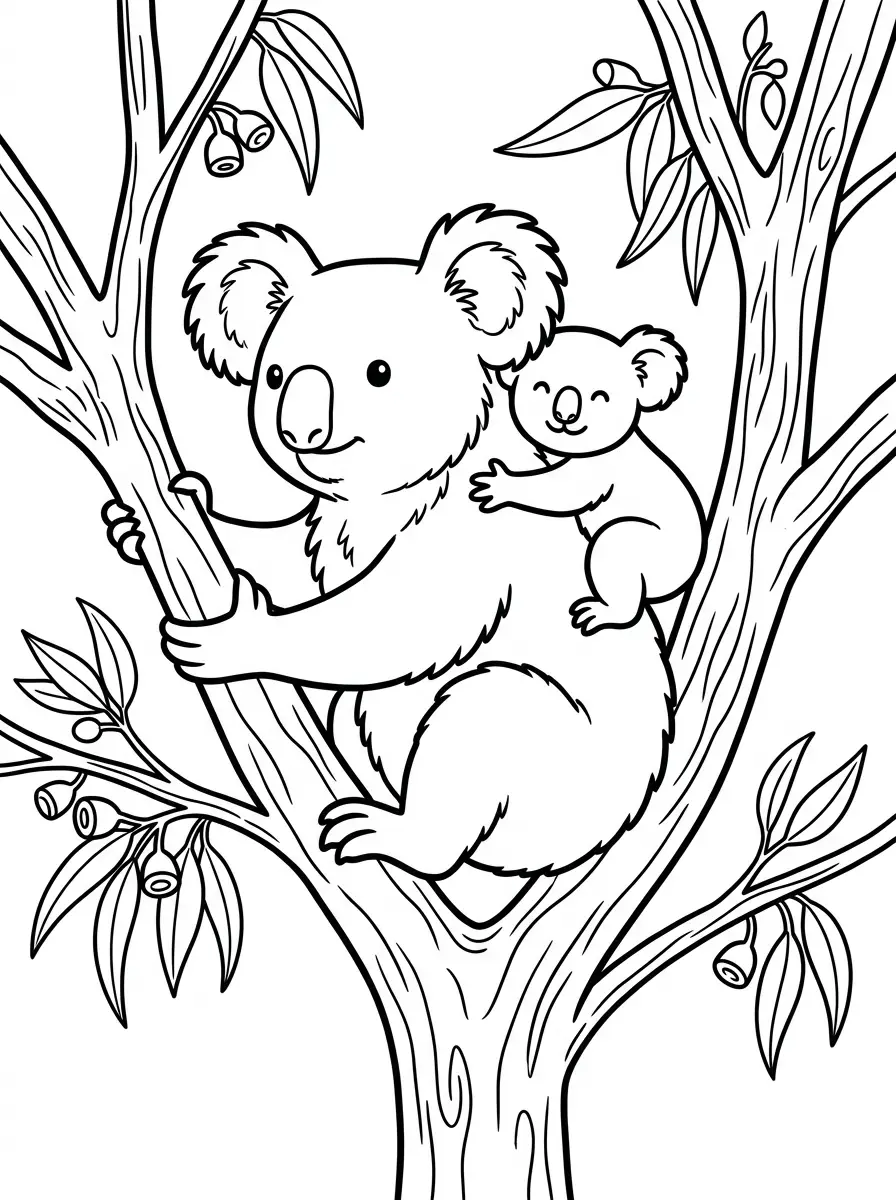 Koala Ausmalbild im Baum