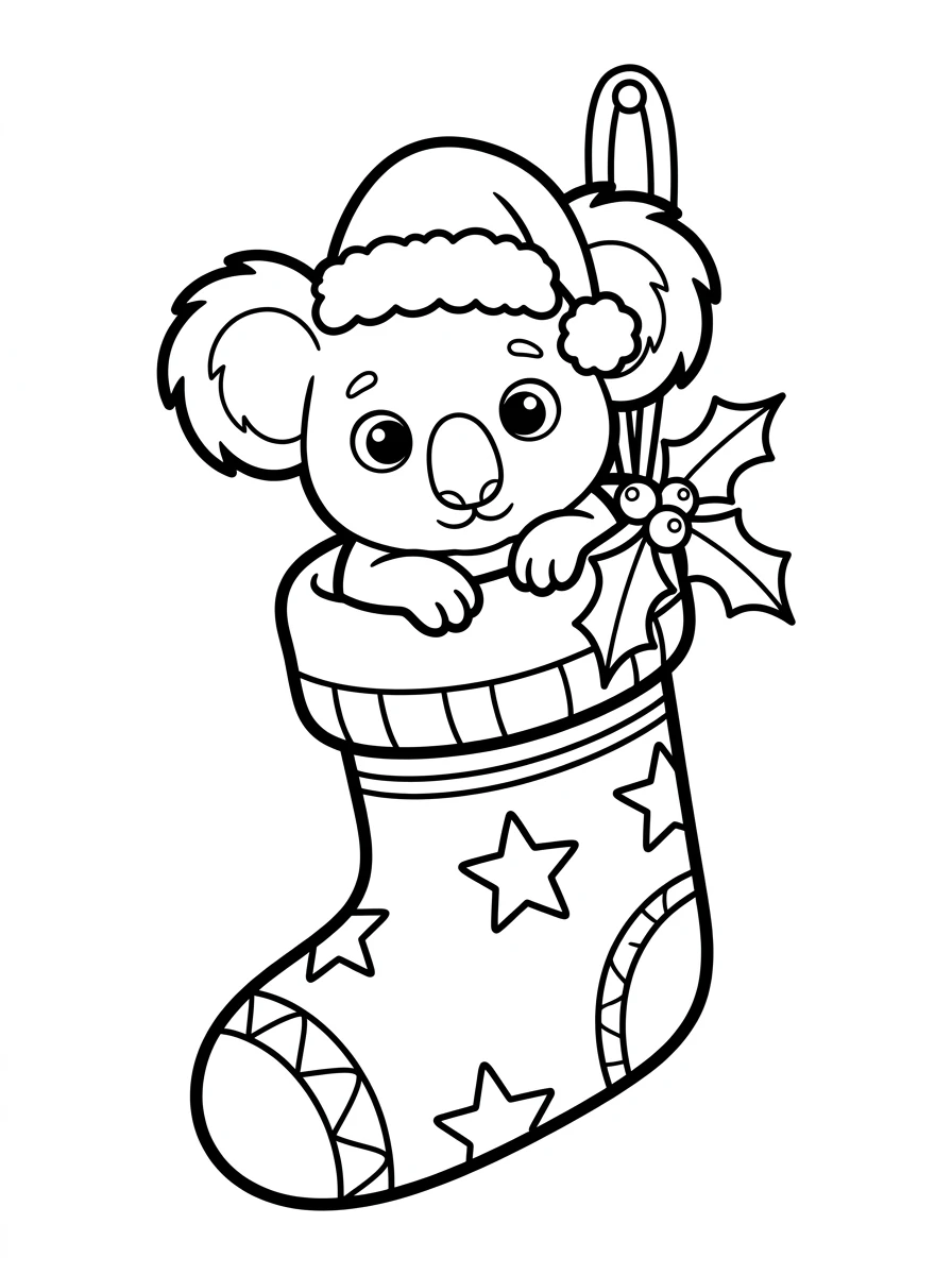 Koala im Weihnachtsstiefel