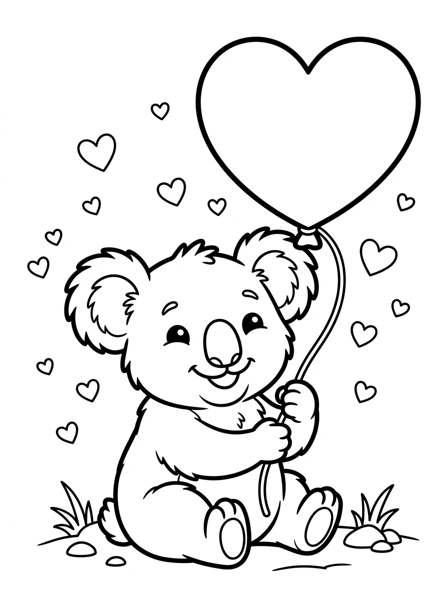 Koala mit großem Herzballon