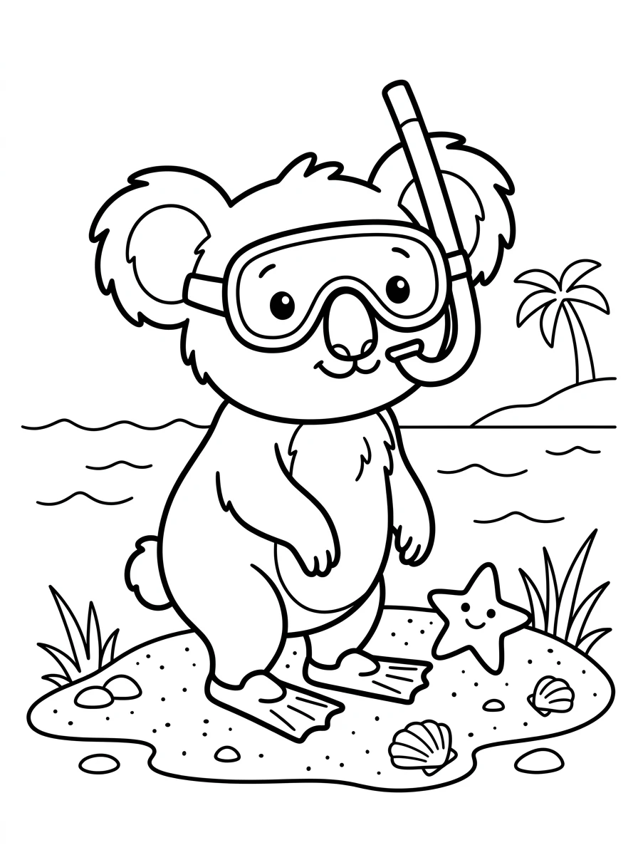 Koala mit Schnorchelmaske