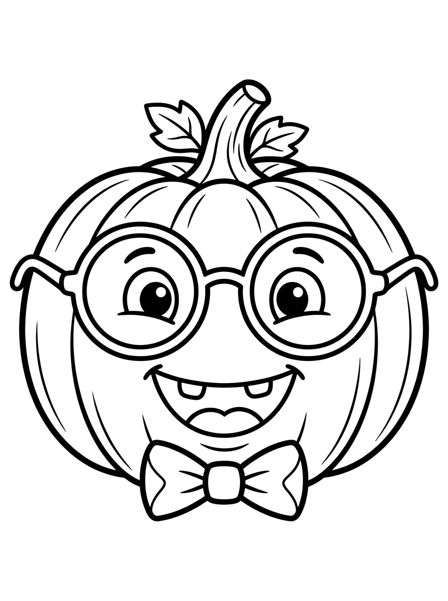 Kürbis Ausmalbild mit Brille