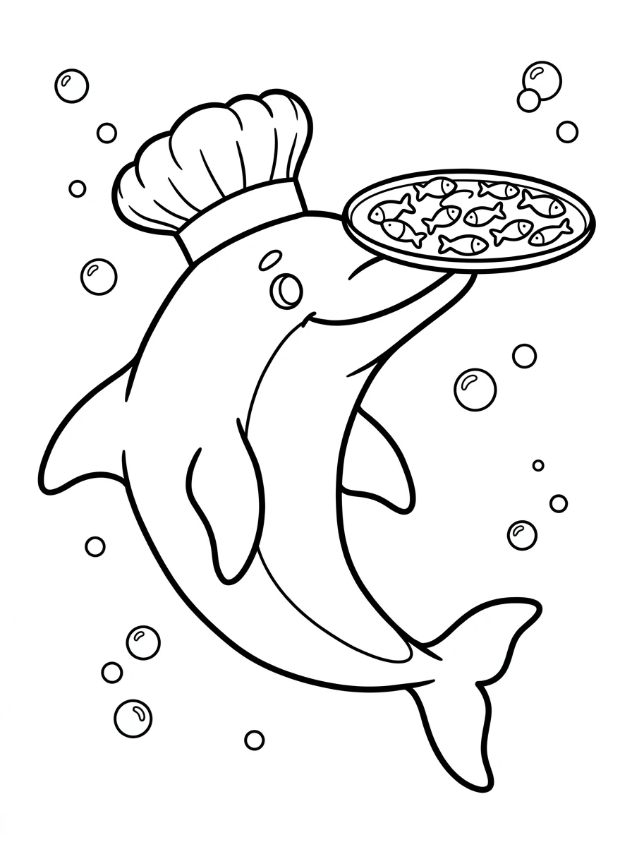 Delfin als fröhlicher Chefkoch