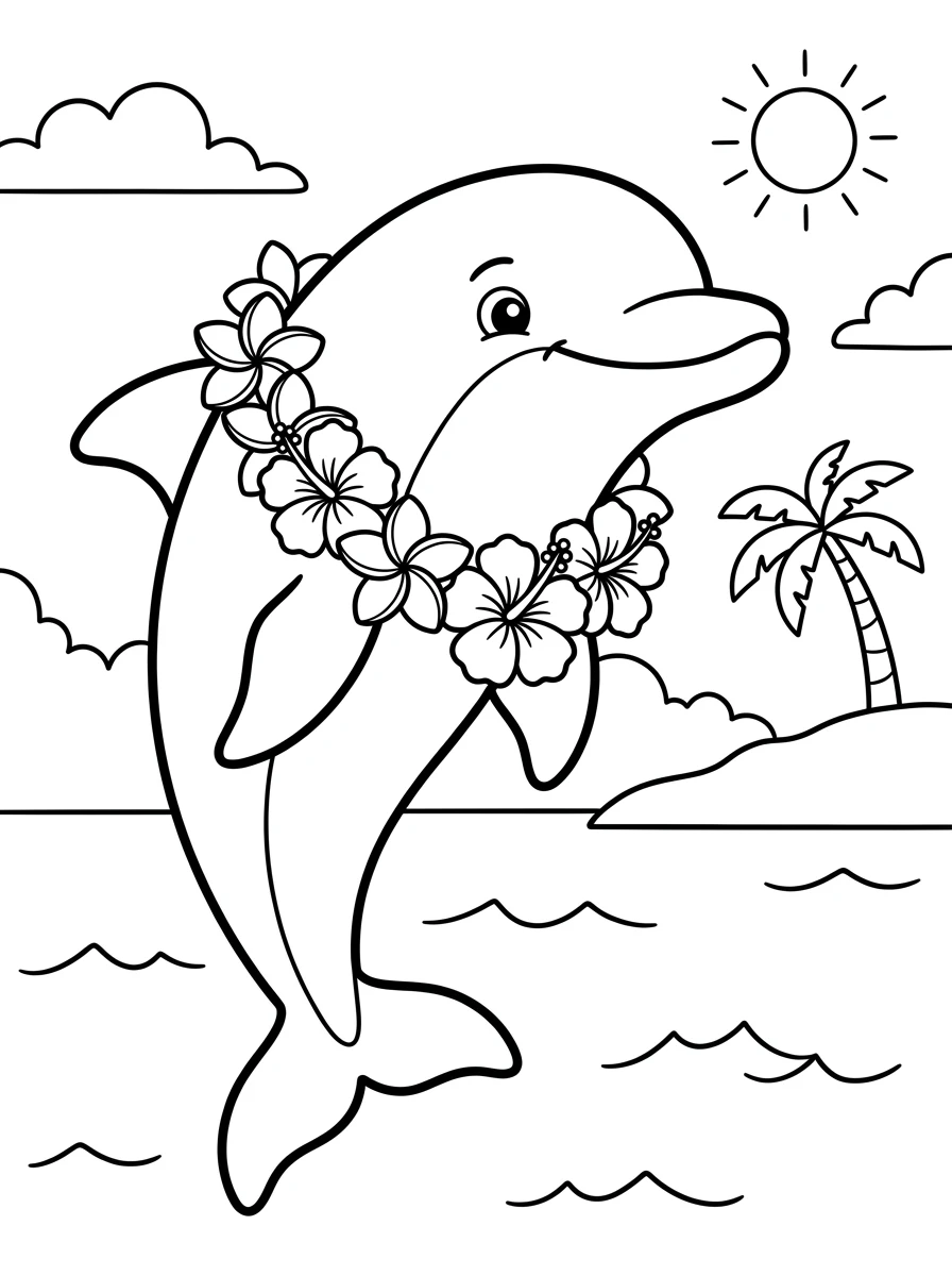 Delfin mit hawaiianischer Blumenkette