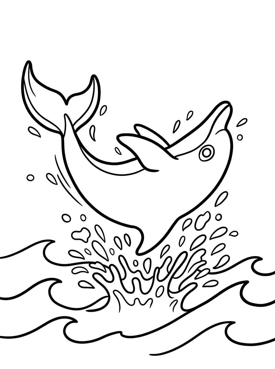Delfin springt über Wellen