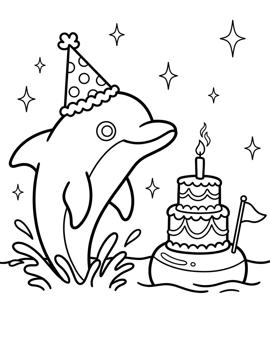 Fröhlicher Delfin feiert Geburtstag