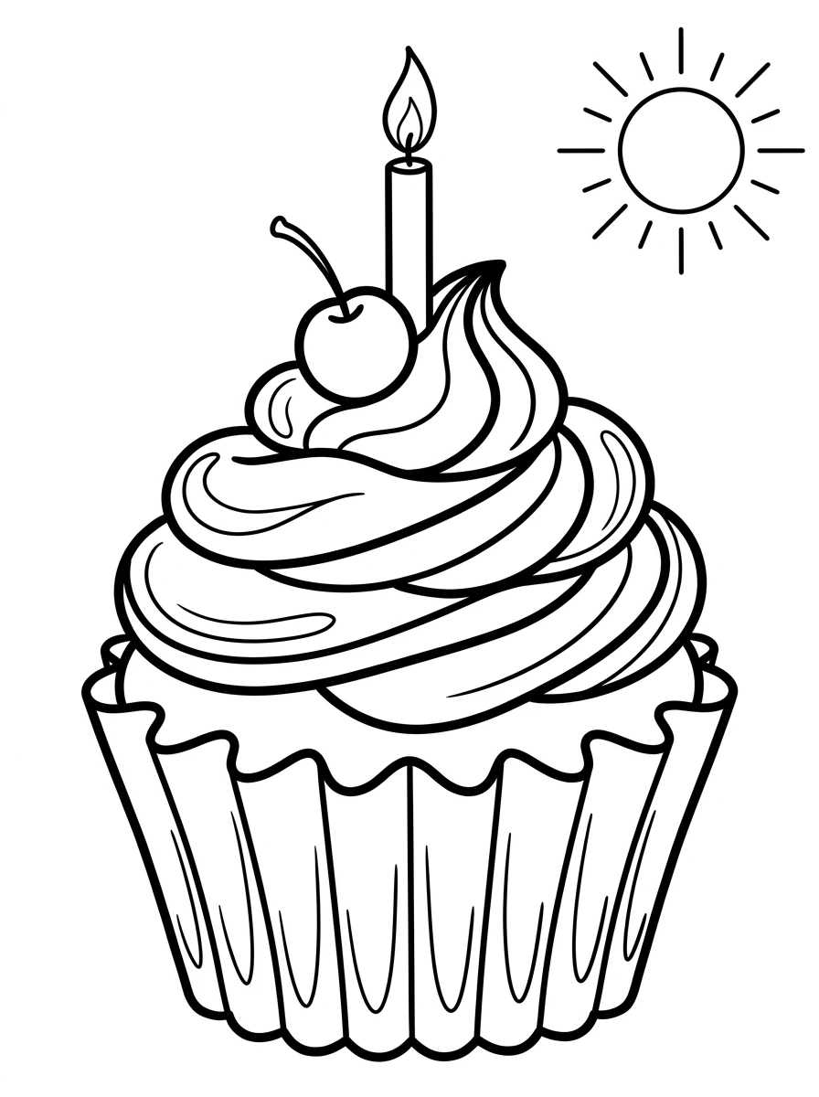 Geburtstags-Cupcake mit süßer Kirsche