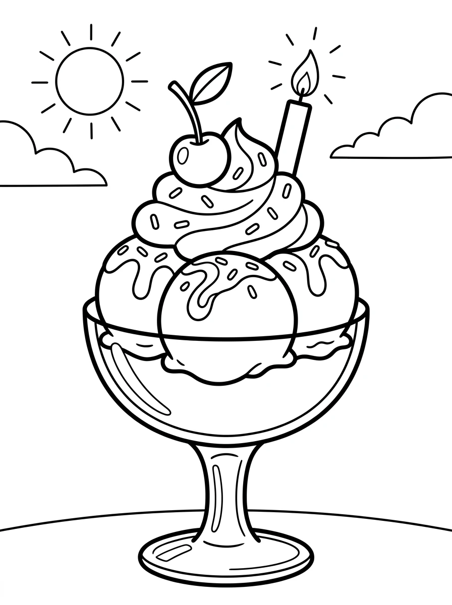 Geburtstags-Eisbecher mit Kerze