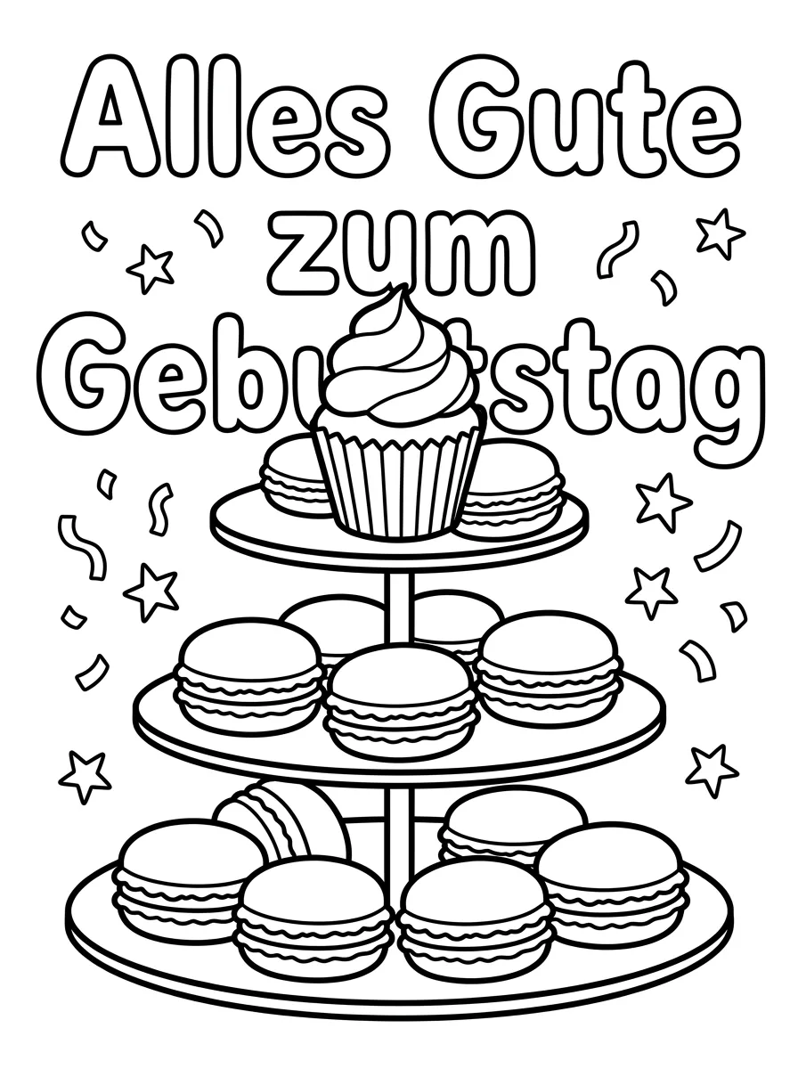 Geburtstags-Etagere mit süßen Macarons