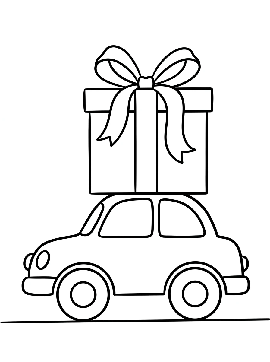 Spielzeugauto mit großem Geburtstagsgeschenk