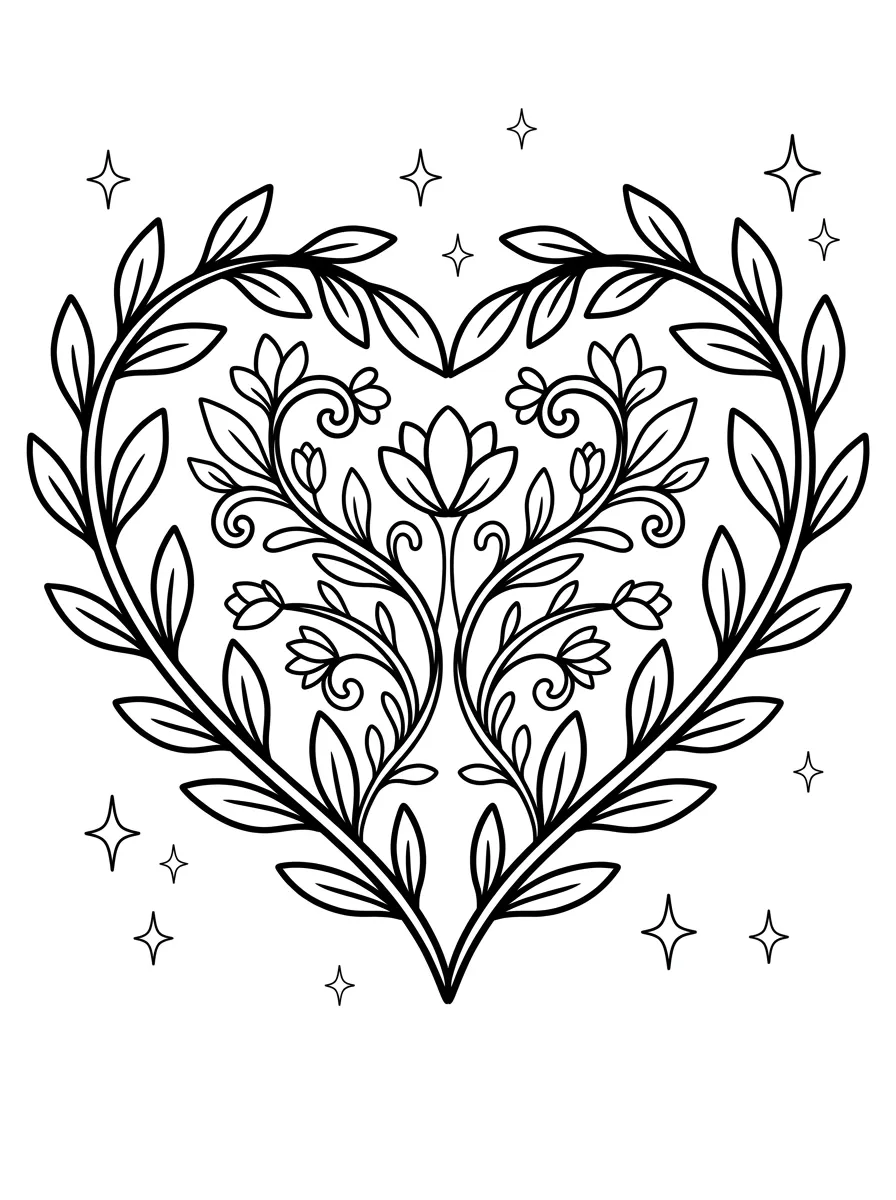 Florales Herz mit Blättern