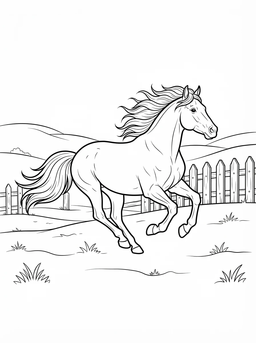 Galoppierendes Pferd auf der Weide