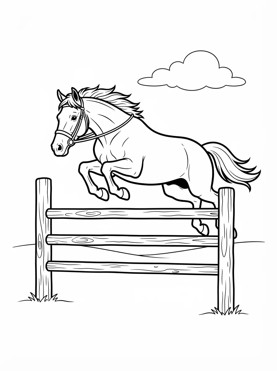 Pferd springt über ein Hindernis